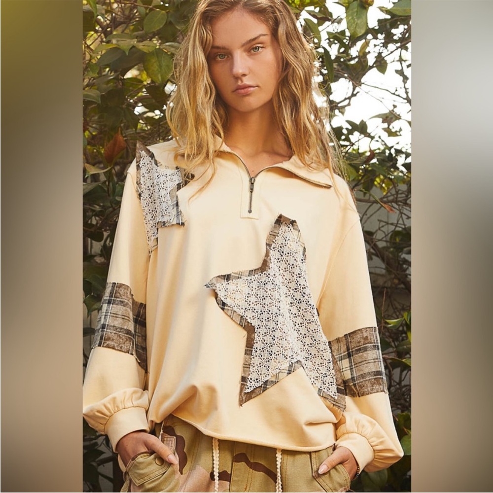 POL Cream Star Patch Sweatshirt